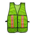 Green polyster mesh reflective safety vest with warning reflective tape